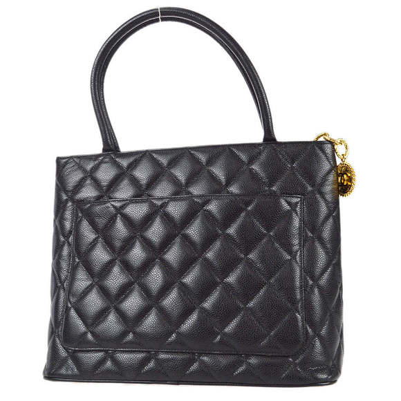 CHANEL Medallio Tote Handbag Black Caviar 77927 - Picture 2 of 10